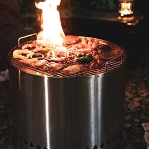 DIYTuning 19.5" Portable Wood Burning Smokeless Bonfire Pit Stove Steel Backyard Outdoor for Cooking Camping Picnic BBQ Patio Deck with Stand & Carry Case Silver