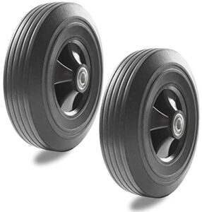 10" x 2.5" (4.10/3.50-4) solid rubber hand truck wheels, dolly wheels replacement, wheelbarrow flat free tires for cart- 660 lb load capacity, pack of 2