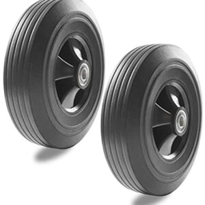 10" x 2.5" (4.10/3.50-4) Solid Rubber Hand Truck Wheels, Dolly Wheels Replacement, Wheelbarrow Flat Free Tires for Cart- 660 lb Load Capacity, Pack of 2