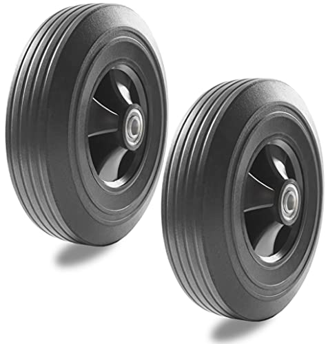 10" x 2.5" (4.10/3.50-4) Solid Rubber Hand Truck Wheels, Dolly Wheels Replacement, Wheelbarrow Flat Free Tires for Cart- 660 lb Load Capacity, Pack of 2