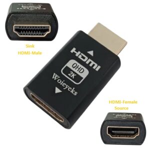 Woieyeks 2K HDMI EDID Emulator Passthrough,Display Emulator Adapter for Thunderbolt(Mini DisplayPort/DisplayPort) to HDMI KVM Switch/Extender/AV Receiver/Video Splitters Support 1080@60HZ (2 Pack)