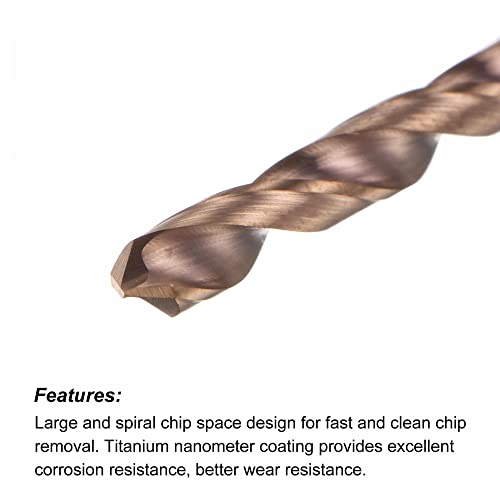uxcell Twist Drill Bit, 3.3mm Jobber Drill Bit Nanoscale Titanium Coated K35 Tungsten Carbide Straight Shank 60mm Length for Drilling Stainless Steel Alloy Steel