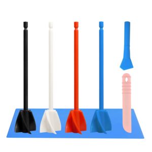 epoxy resin mixer paddles - paint mixer & epoxy mixer for drill attachment, reusable paint stirrer drill paddles for mix epoxy resin, stirring spoon, silicone spatula and silicone mat