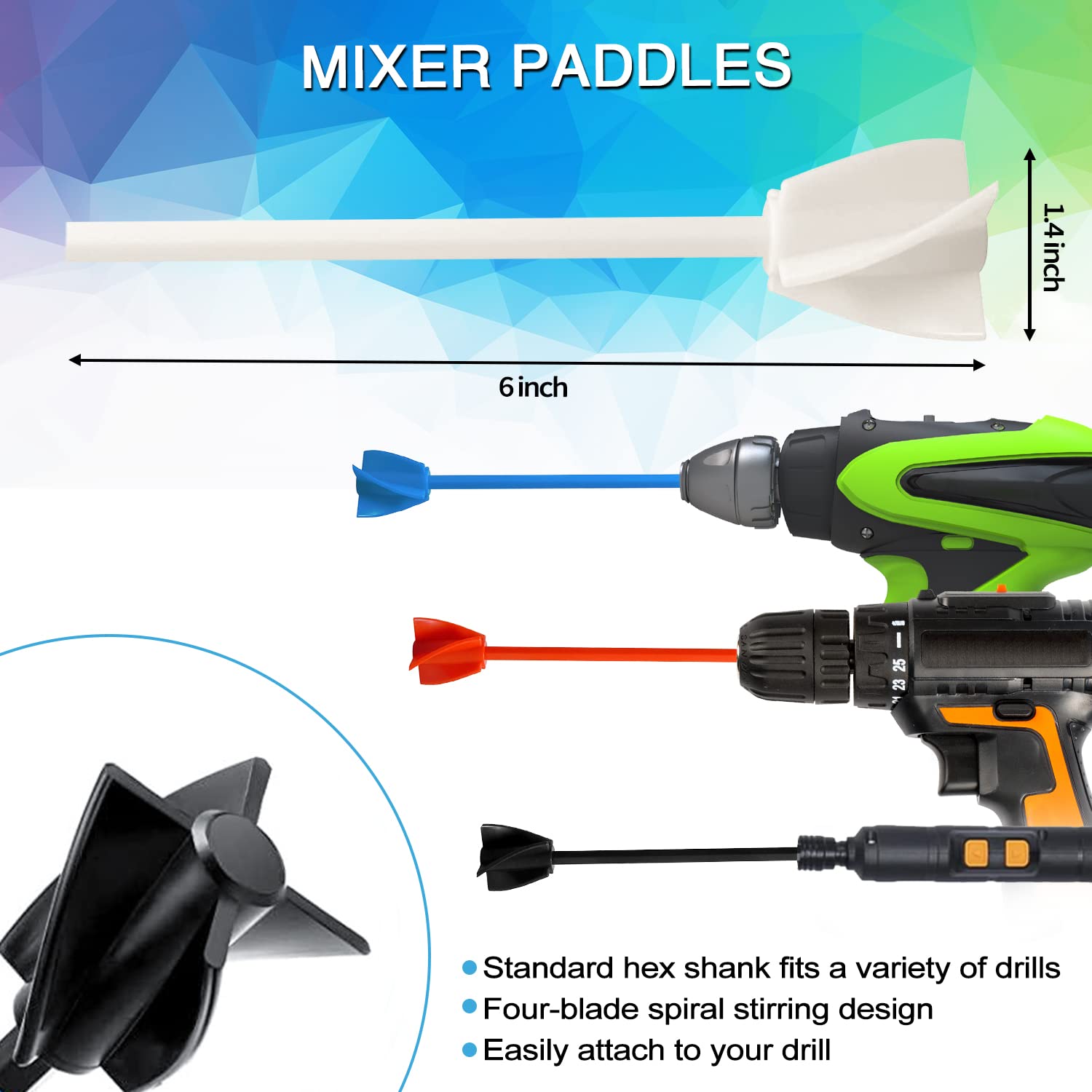 Epoxy Resin Mixer Paddles - Paint Mixer & Epoxy Mixer for Drill Attachment, Reusable Paint Stirrer Drill Paddles for Mix Epoxy Resin, Stirring Spoon, Silicone Spatula and Silicone Mat