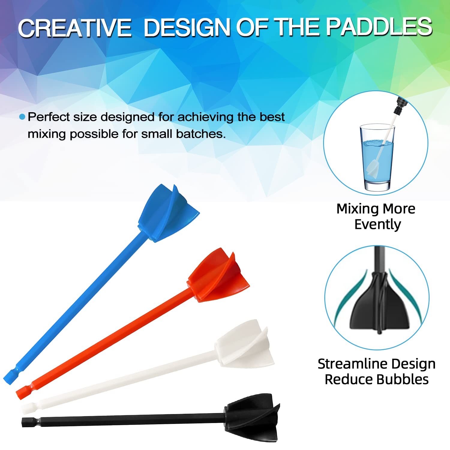 Epoxy Resin Mixer Paddles - Paint Mixer & Epoxy Mixer for Drill Attachment, Reusable Paint Stirrer Drill Paddles for Mix Epoxy Resin, Stirring Spoon, Silicone Spatula and Silicone Mat