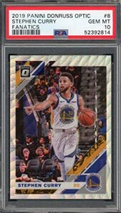 stephen curry 2019 panini donruss optic fanatics prizm card #8 graded psa 10