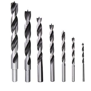 mkc chrome vanadium brad point drill bit set, 7-piece imperial sizes includes 1/8 inch inch, 3/16 inch inch, 1/4 inch inch, 5/16 inch inch, 3/8 inch inch, 7/16 inch inch, 1/2 inch inch inches