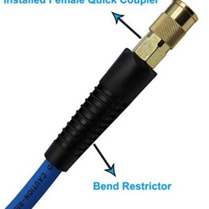 YOTOO Hybrid Lead-In Air Hose, 1/4"x10' Air Compressor Hose, 300 PSI, Heavy Duty, Lightweight, Kink Resistant, All-Weather Flexibility with 1/4-Inch Industrial Air Fittings and Bend Restrictors, Blue