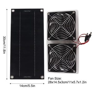 Solar Panel Fan Kit, 100W 12V Solar Powered Dual Fans Outdoor Waterproof, Solar Exhaust Fan for Chicken Coop, Greenhouse, Dog House, Shed, Pet Houses, Window Exhaust, DIY Cooling Ventilation(1 Panel)