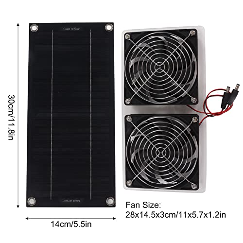 Solar Panel Fan Kit, 100W 12V Solar Powered Dual Fans Outdoor Waterproof, Solar Exhaust Fan for Chicken Coop, Greenhouse, Dog House, Shed, Pet Houses, Window Exhaust, DIY Cooling Ventilation(1 Panel)