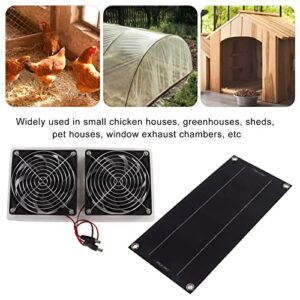 Solar Panel Fan Kit, 100W 12V Solar Powered Dual Fans Outdoor Waterproof, Solar Exhaust Fan for Chicken Coop, Greenhouse, Dog House, Shed, Pet Houses, Window Exhaust, DIY Cooling Ventilation(1 Panel)