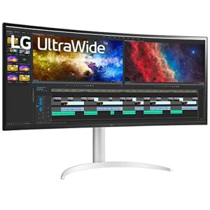 LG 38WP85C-W 38" Curved 21:9 UltraWide QHD 3840x1600 PC Monitor Bundle with Deco Gear Mechanical Gaming Keyboard, Deco Gear Wired Gaming Mouse and Deco Gear Gaming Mouse Pad