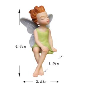 Mini Table Flower Fairy Statue Figurine Ornament Home Fairy Garden Decor Bookshelf Windowsill Bonsai Landscaping Resin Decoration