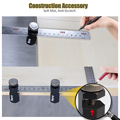 Magoog Tall Stair Gauges, Magoog Framing Square Stops with Holder and Rafter, Anti-Lost Non-Slip Framing Square Stops, Stair Gauge Knobs for Circular Saw, Black