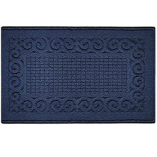 Door Mat Indoor for Entryway,20"X32" Washable Absorbent Non-Slip Entry Rug for Front/Back Door,Dog Door Mat,Floor Mat for Muddy Wet Shoes Paws-Navy Blue