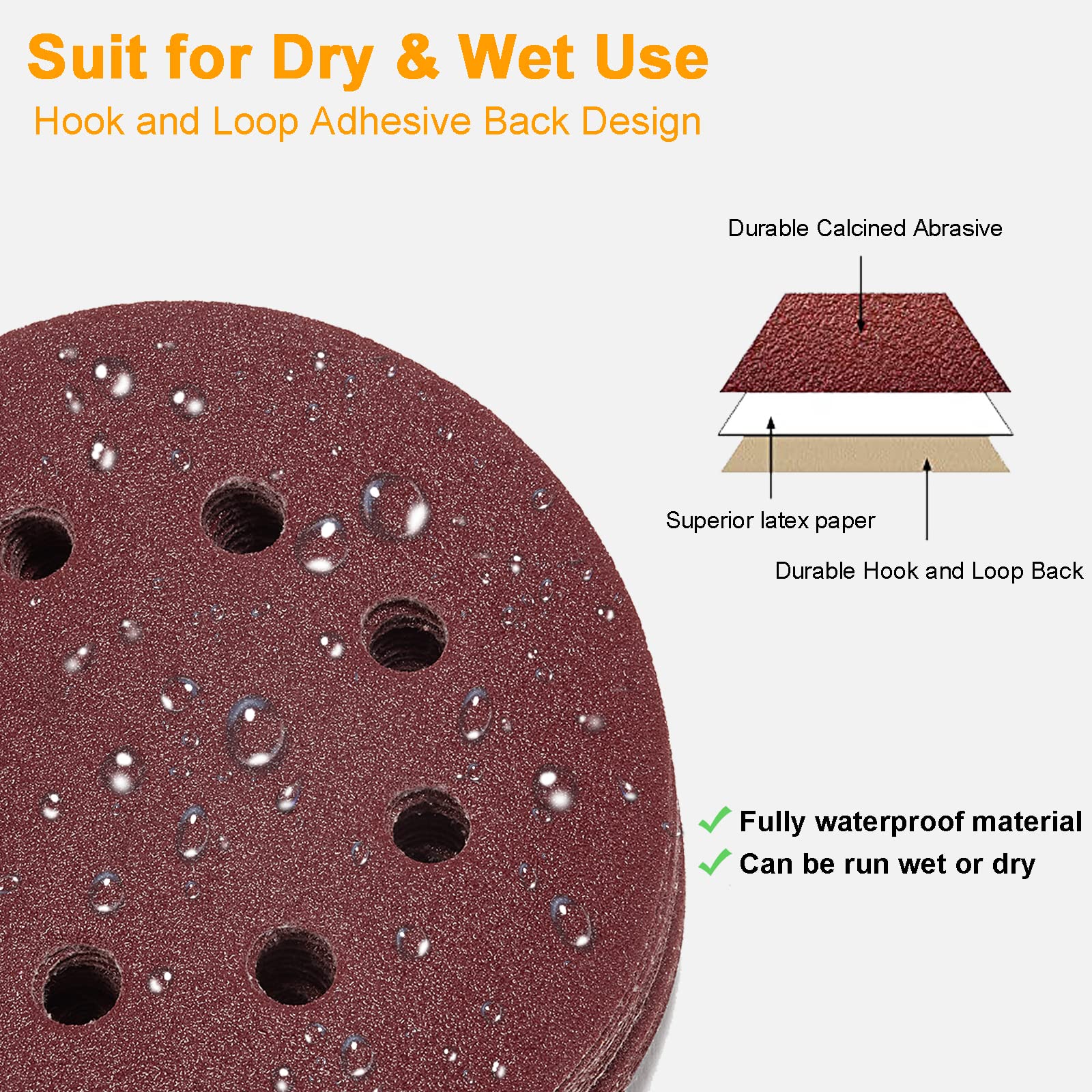 HIHANG Sandpaper Sanding Discs 5 Inch 8 Hole 80PCS 40 60 80 120 180 240 320 400 Grit, Hook and Loop Sanding Pads for Random Orbital Sander