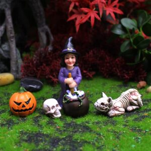 Witch tampering Halloween Statue Figurine Ornament Home Fairy Garden Decor Bookshelf Windowsill Bonsai Landscaping Resin Decoration