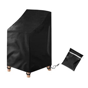 outdoor stackable patio chair cover,uranshin waterproof anti-uv chair cover heavy duty lawn stacking chair covers all weather protection garden chairs cover fit for 5-7 stackable dining chairs,black