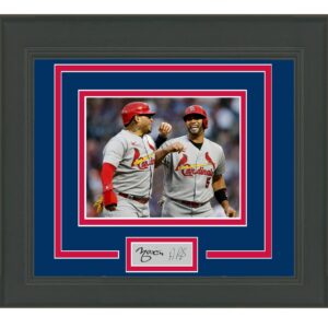 framed yadier molina & albert pujols facsimile laser engraved signature auto st. louis cardinals 15x16 baseball photo