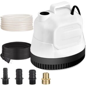 xjx pool cover pump above ground, 850 gph submersible water pump with 16 ft drainage hose sump pump submersible with 30 ft power cord, 4 adapter