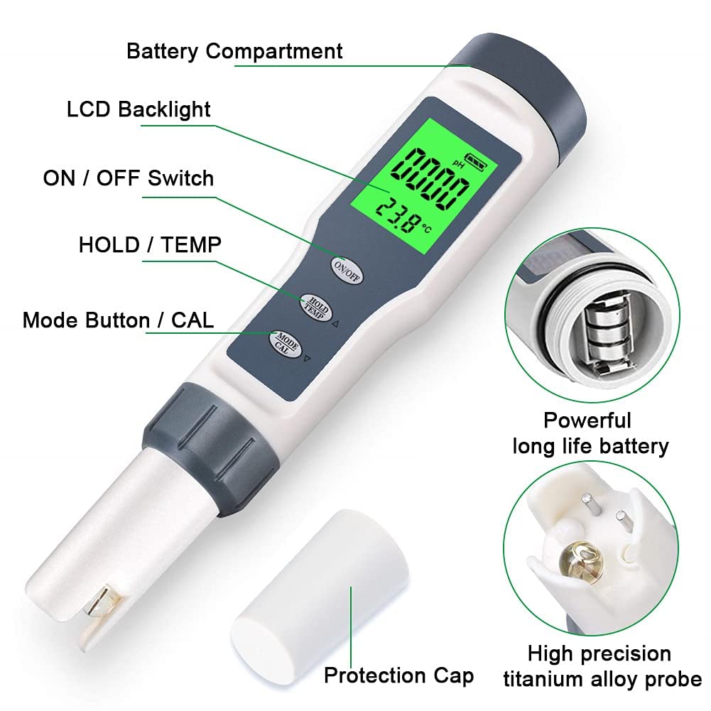 Paddsun 3 in 1 Digital PH Meter with ATC PH Tester, TDS/PH/Temperature Meter, 0.01 Resolution High Accuracy Pen Type Tester, Water Tester for Water, Wine, Spas and Aquariums