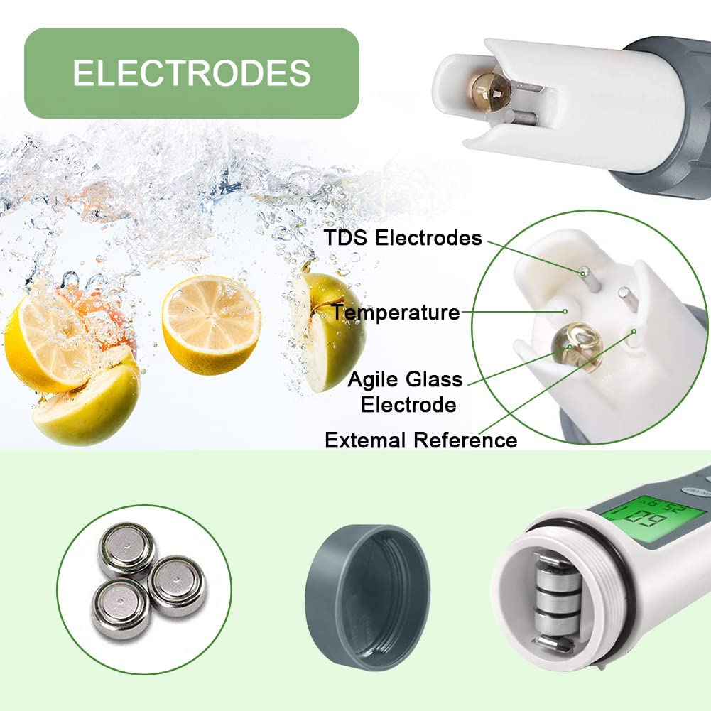 Paddsun 3 in 1 Digital PH Meter with ATC PH Tester, TDS/PH/Temperature Meter, 0.01 Resolution High Accuracy Pen Type Tester, Water Tester for Water, Wine, Spas and Aquariums
