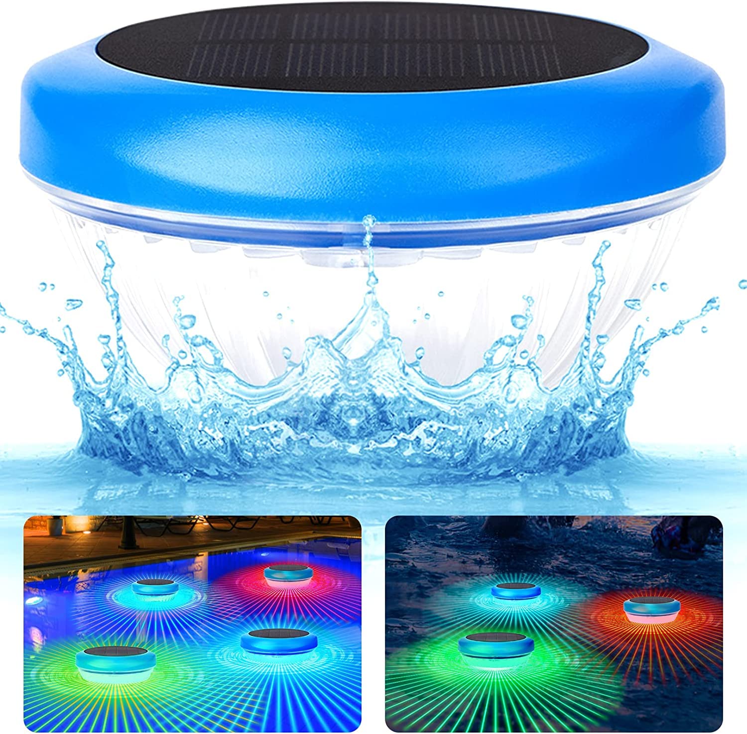 Solar Floating LED Pool Lights with RGB Color Changing Waterproof Solar pood Lights for Swimming Pool at Night,Outdoor LED Pool Lights That Float for Pool,Pond,Spa,Hot tub,Garden-4PACK