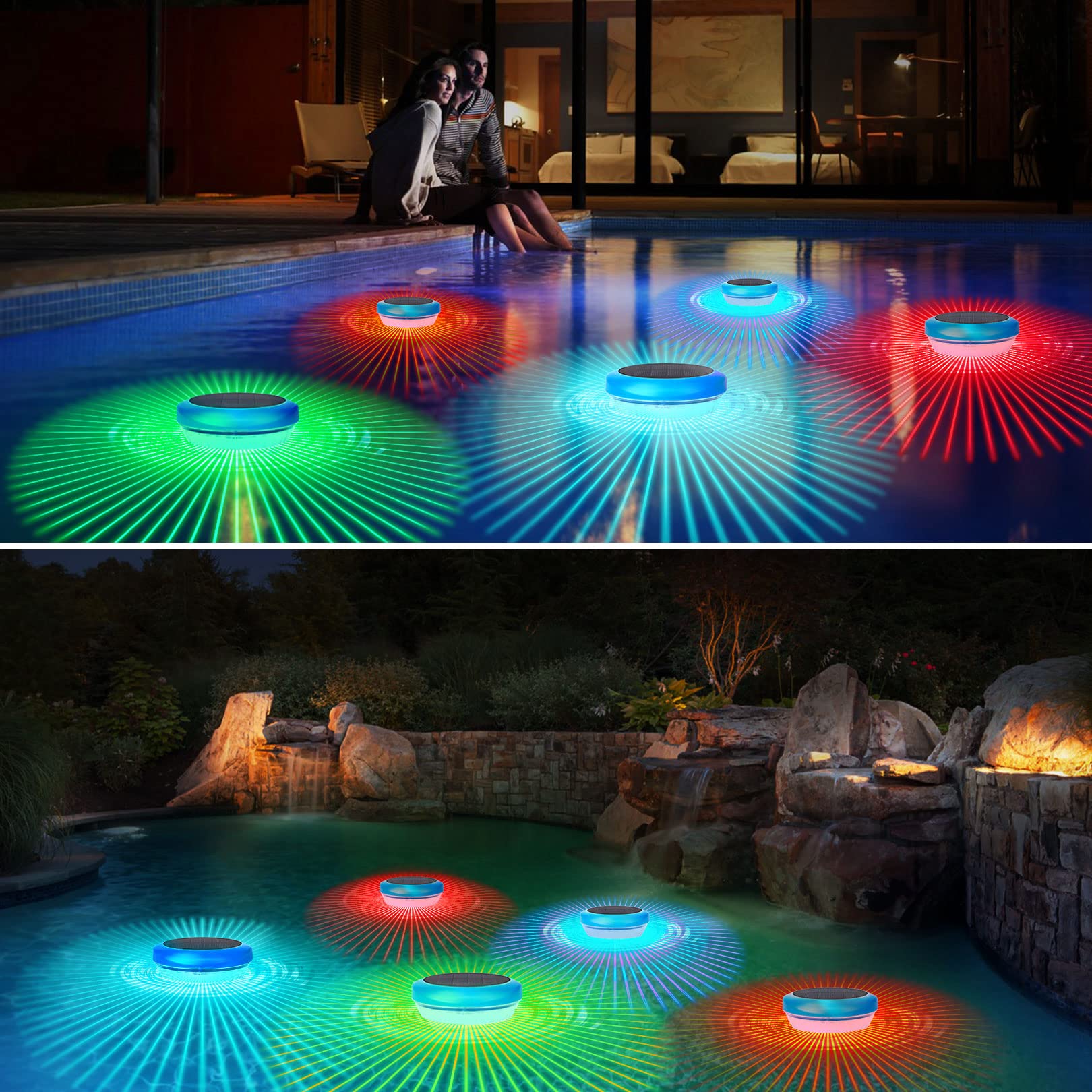 Solar Floating LED Pool Lights with RGB Color Changing Waterproof Solar pood Lights for Swimming Pool at Night,Outdoor LED Pool Lights That Float for Pool,Pond,Spa,Hot tub,Garden-4PACK