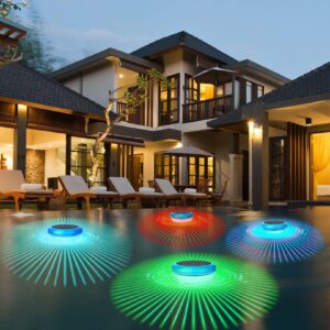 Solar Floating LED Pool Lights with RGB Color Changing Waterproof Solar pood Lights for Swimming Pool at Night,Outdoor LED Pool Lights That Float for Pool,Pond,Spa,Hot tub,Garden-4PACK