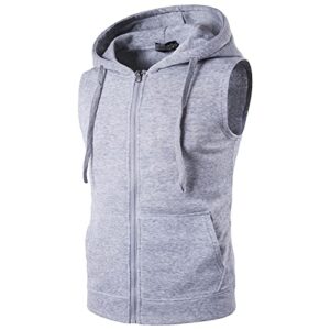 maiyifu-gj men zip up hoodie tank tops slim fit sleeveless workout hooded vests casual lightweight bodybuilding gym hoodies (light grey,medium)