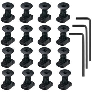 16 pack t-nut screw replacement sets,compatible with rail mount, with thread locking screws, wrench and nuts, hardware for standard rail systems (16 x screws, 16 x nuts and 3 x wrench)…