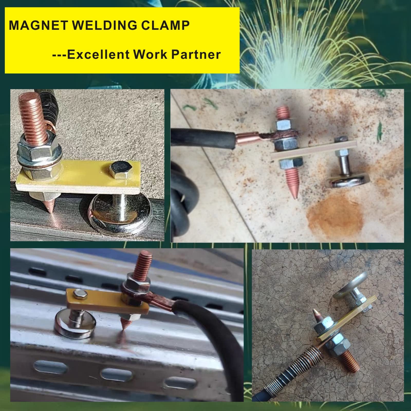 Motcoda Upgrade Magnetic Welding Ground Clamp Welder Grounding Clamps Tools Copper Stick Ground Wire Clamp Weld Metal Accessories Welders Tools (single disk)