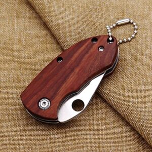 BYKCO Little Pocket Knife, Light Weight Wood Handle EDC Knife, Small Folding Pocket Knife for Men for Women Everyday Carry Box Cutter Stubby Style Gift