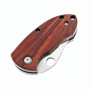 BYKCO Little Pocket Knife, Light Weight Wood Handle EDC Knife, Small Folding Pocket Knife for Men for Women Everyday Carry Box Cutter Stubby Style Gift