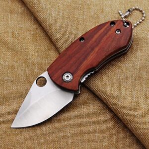 BYKCO Little Pocket Knife, Light Weight Wood Handle EDC Knife, Small Folding Pocket Knife for Men for Women Everyday Carry Box Cutter Stubby Style Gift