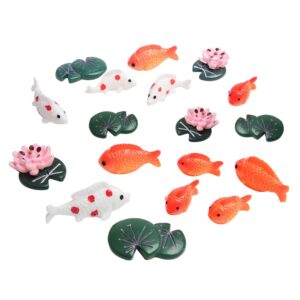 ximimark 16 pcs fish frog lotus miniatures garden bonsai mini ornaments fish tank decors