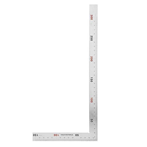 90 Degree Right Angle Finder Large L Square Ruler Stainless Steel Easy Read Measurement Square Layout Template Tool(300mm*150mm)