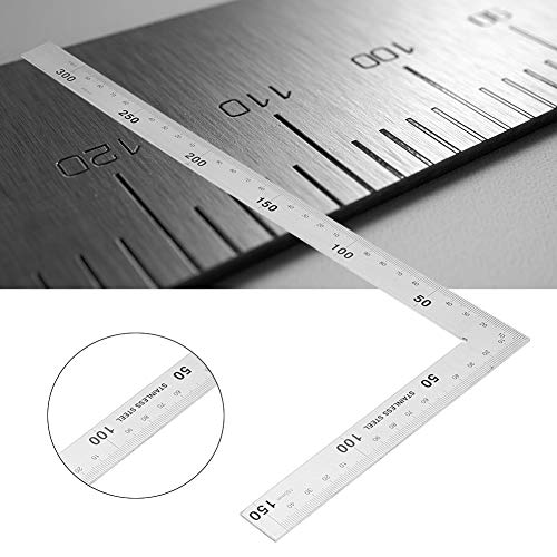 90 Degree Right Angle Finder Large L Square Ruler Stainless Steel Easy Read Measurement Square Layout Template Tool(300mm*150mm)