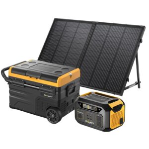 bundle–3 items: bougerv portable power station 286wh solar generator 600w with 12 volt car refrigerator dual zone with 130w portable solar panel