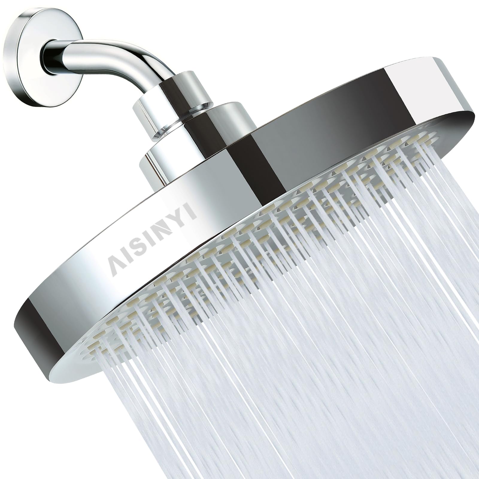 AISINYI High Pressure Rainfall Shower Head, 6 Inches Luxury Modern Showerhead with Perfect Adjustable Replacement, Removable Restrictor, Easy Installation for Your Bathroom Shower Heads(Chrome Plated)