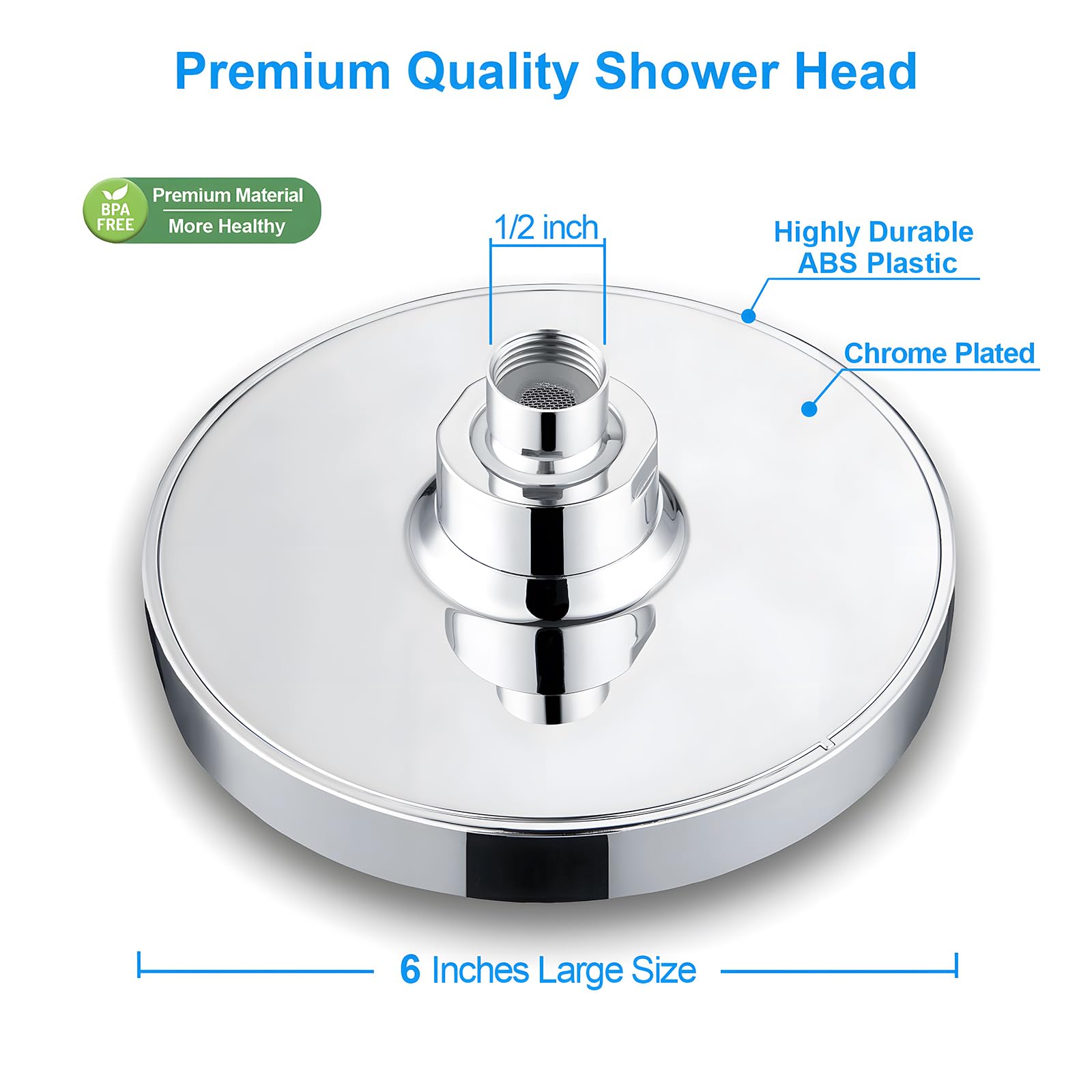 AISINYI High Pressure Rainfall Shower Head, 6 Inches Luxury Modern Showerhead with Perfect Adjustable Replacement, Removable Restrictor, Easy Installation for Your Bathroom Shower Heads(Chrome Plated)