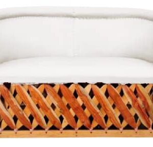 Love Seat Equipal Furniture Handmade By Equipales San Jose White Color Mexican Traditional Style Ideal for your home, house, garden, office, restaurant, hotel, bar, beach, living room, bedroom