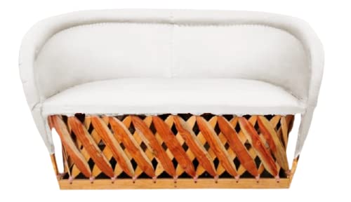 Love Seat Equipal Furniture Handmade By Equipales San Jose White Color Mexican Traditional Style Ideal for your home, house, garden, office, restaurant, hotel, bar, beach, living room, bedroom