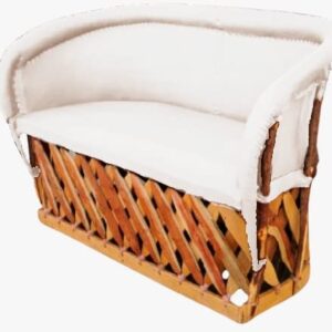 Love Seat Equipal Furniture Handmade By Equipales San Jose White Color Mexican Traditional Style Ideal for your home, house, garden, office, restaurant, hotel, bar, beach, living room, bedroom