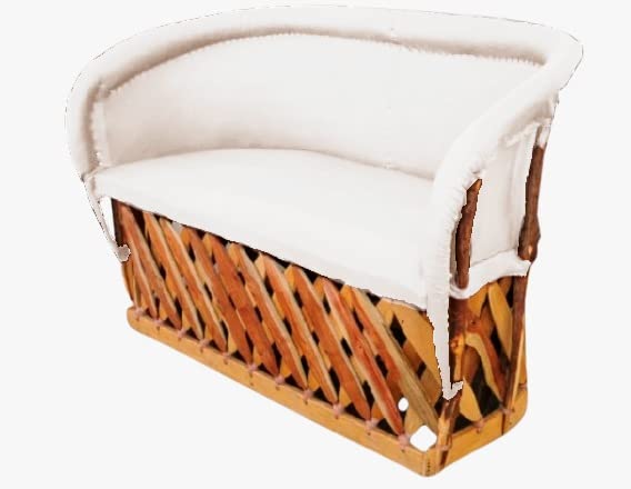 Love Seat Equipal Furniture Handmade By Equipales San Jose White Color Mexican Traditional Style Ideal for your home, house, garden, office, restaurant, hotel, bar, beach, living room, bedroom