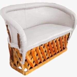 Love Seat Equipal Furniture Handmade By Equipales San Jose White Color Mexican Traditional Style Ideal for your home, house, garden, office, restaurant, hotel, bar, beach, living room, bedroom