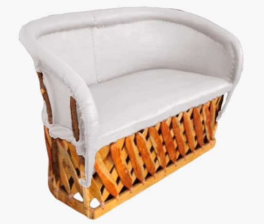 Love Seat Equipal Furniture Handmade By Equipales San Jose White Color Mexican Traditional Style Ideal for your home, house, garden, office, restaurant, hotel, bar, beach, living room, bedroom