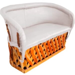 Love Seat Equipal Furniture Handmade By Equipales San Jose White Color Mexican Traditional Style Ideal for your home, house, garden, office, restaurant, hotel, bar, beach, living room, bedroom