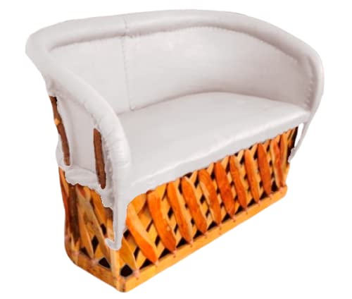 Love Seat Equipal Furniture Handmade By Equipales San Jose White Color Mexican Traditional Style Ideal for your home, house, garden, office, restaurant, hotel, bar, beach, living room, bedroom