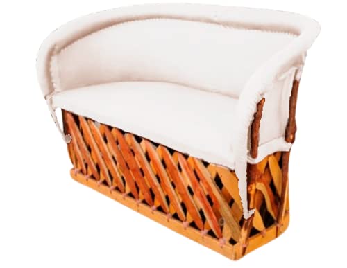 Love Seat Equipal Furniture Handmade By Equipales San Jose White Color Mexican Traditional Style Ideal for your home, house, garden, office, restaurant, hotel, bar, beach, living room, bedroom